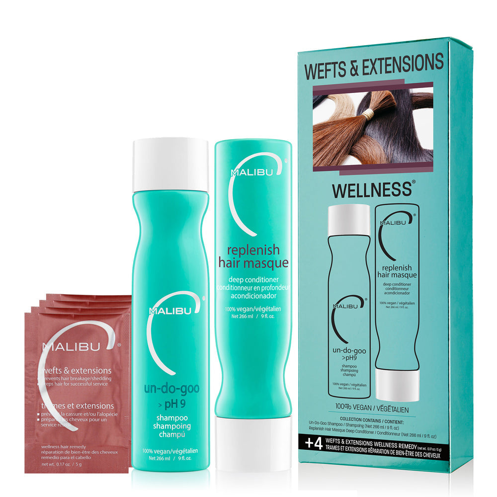 Malibu C Wefts & Extensions Wellness System Shampoo & Conditioner Kit