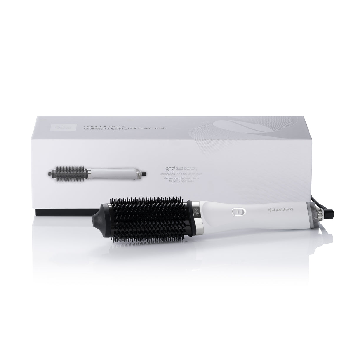 GHD Duet Blow Dry Hair Dryer Brush in White