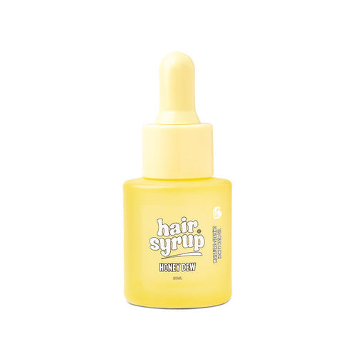 Yellow bottle of hair syrup on a white background